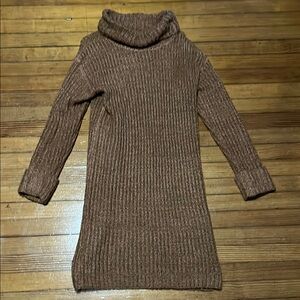 Women's Brown Turtleneck Sweater Dress